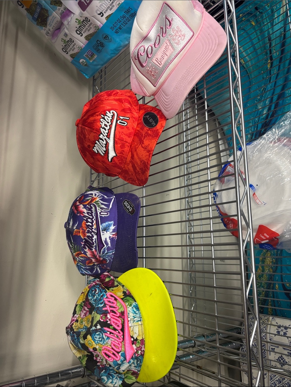 Colorful Floral and Graphic Snapback Hat Bundle - Neon, Purple, Red, Pink